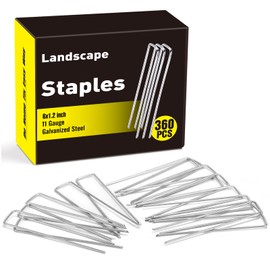 HongWay 360 Pack 6 Inch Landscape Staples, Galvanized Garden Staples 11 Gauge Ground Stakes Landscaping Fabric Pins Plant Cover Stakes Yard Staples for Lawn Fence Tent Hose Drip Irrigation Tube