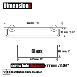 JQK Bathroom Glass Shelf, Shelf with 15 Inch Towel Bar Tempered Glass Shower Storage 16 by 5 inches, 304 Stainless Steel Brushed Finish Wall Mount, TGS100-BN