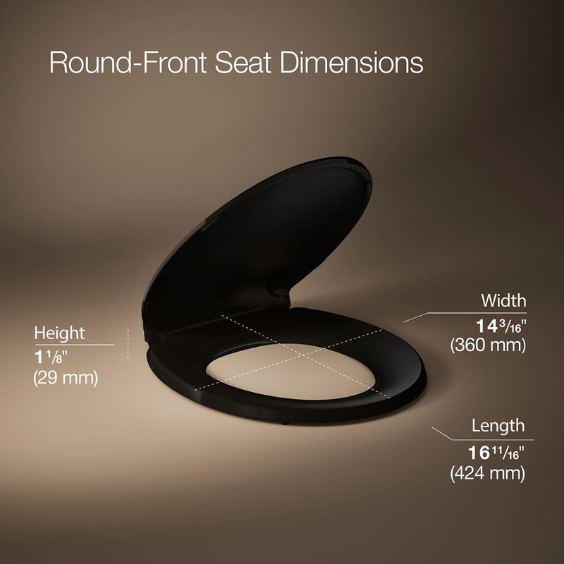 KOHLER 4639-RL-7 Cachet ReadyLatch Round Toilet Seat Soft Close, Black