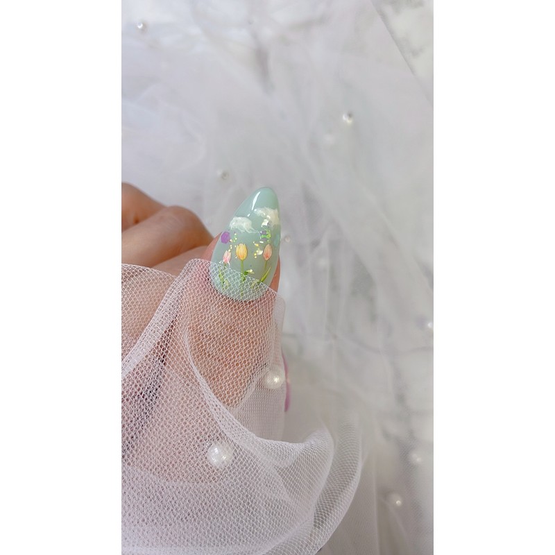 Handmade nail - Sky Hi - Short square / 수제네일