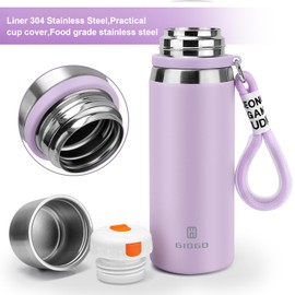 Stainless Steel Flask with Cup 700ml/23.6oz Vacuum Insulated Thermo Bottle Keep hot and Cold Water Bottles Coffee flasks.(Purple)
