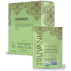 Truvani- Proteína Vegana de Guisante en Polvo  Matcha  20g de Proteína Orgánica a Base de Plantas  10 Paquetes de Viaje  Keto  G                      
