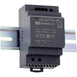 Mean Well DDR-60L-24 DIN Rail DC/DC Converter (DIN-Rail) 24 V/DC 2.5 A 60 W Number of Outputs: 1 x Content 1 Piece