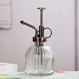 Gugou Water Spray Bottle Vintage Pumpkin Style Decorative Glass Plant Atomizer Watering Can Pot | Plant Mister with Top Pump for Indoor Potted Plants Terrariums Flowers (Clear1)