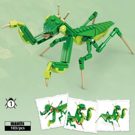 Vilbocr Mini Insect Building Blocks Toy Insect Collection Building Block Set Insects Collection Building Blocks Bugs Toy Building Sets for Kids 6+ (Mantis)