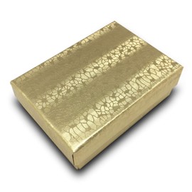 TheDisplayGuys 25-Pack #32 Cotton Filled Cardboard Paper Jewelry Box Gift Case - Gold Foil (3 1/4" x 2 1/4" x 1")