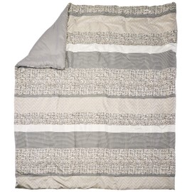 Madison Park Luxury Comforter Set-Traditional Jacquard Design All Season Down Alternative Bedding, Matching Bedskirt, Decorative Pillows, King(104"x92"), Rhapsody, Striped Grey/Taupe 7 Piece