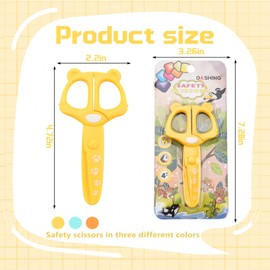 3 Pcs Toddler Plastic Safety Scissors for Kids，Small Cute Scissor Colorful, DIY Craft Projects,Pre-School First Training Scissors, Child Classroom Scrapbooking Art Craft Supplies