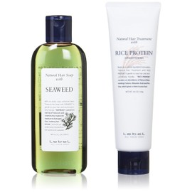LebeL Natural Hair Soap with SW Seaweed 8.5 fl oz & Natural Hair Treatment with RP Rice Protein, 4.9 oz (140 g) Set