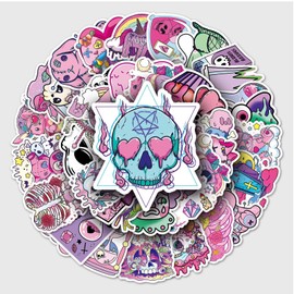 50 Packs Pastel Gothic Stickers Water Bottles Laptop Phone Motorcycle Computer Guitar Skateboard Hydroflasks Gothic Vinyl Sticker Waterproof Aesthetic Trendy Decals for Teens Girls Adults