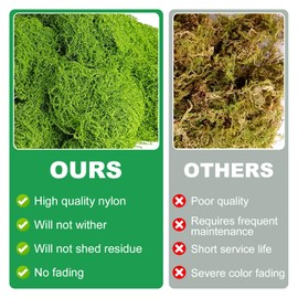 Fake Green Moss,7oz Artificial Moss for Crafts,Faux Mosses for Plants Indoor,Green Mosses for Decorating,DIY Decorative, Fairy Garden, Wedding Party Decor,Model Making (7, Ounces)
