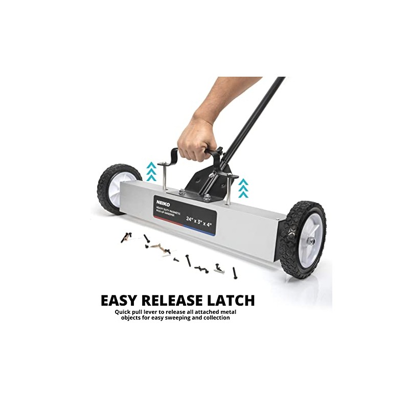 NEIKO 53416A 24” Rolling Magnetic Sweeper with Wheels, 50 Pound