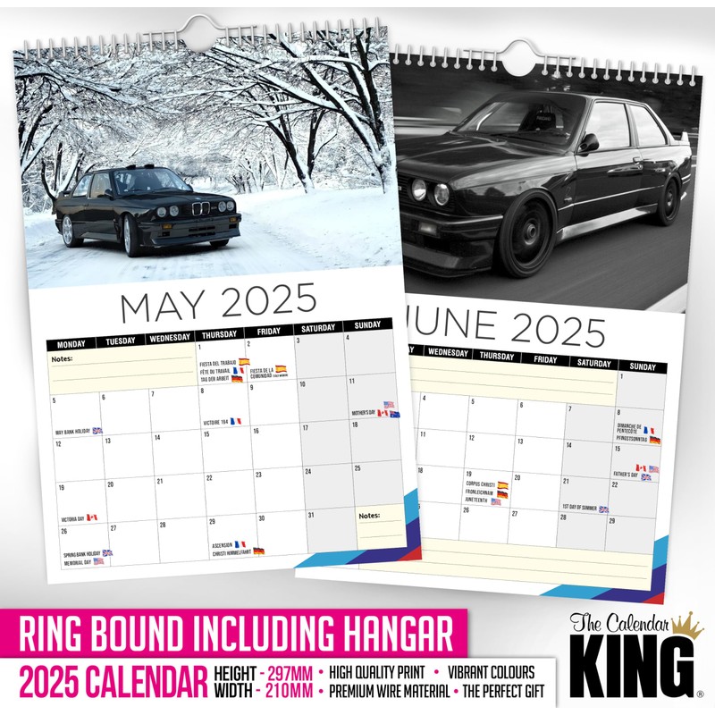 The Calendar King // Beemer e30-2025 Wall Calendar (Full Colour,