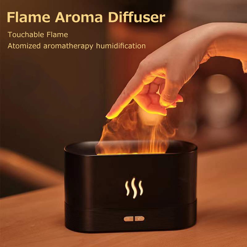 Aroma Diffuser Simulated Flame Large Fog Humidifier USB Atmosphere Lamp