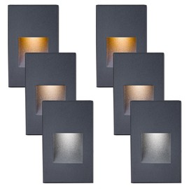 TUMUPSM Indoor Step Lights 120V Outdoor Stair Light Dimmable 4W, LED 3 Color Changing 3000K/4000K/5000K, IP66 Waterproof Lights for Steps, White Horizontal Deck Step Light, 6-Pack