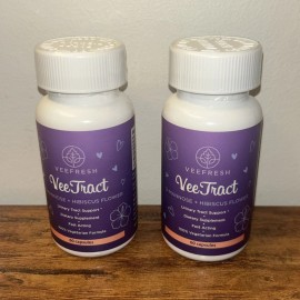 VeeFresh 2 Packs VeeFresh VeeTract D-Mannose + Hibiscus UTI Support 60ct Sealed EXP 01/27