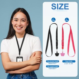PATIKIL Smart Phone Lanyard, 2Pcs Adjustable Crossbody Cell Phone Neck Strap Lanyard with 2 Patches for Most Smartphones ID Badges Keychain, Black/Light Red (73-50cm)