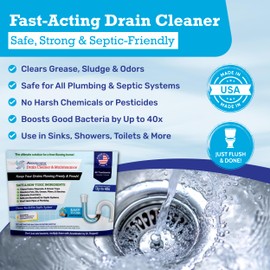 Drain Cleaner & Maintenance - Keeps Drains, Pipes, & Grease Traps Clean and Flowing Smoothly - Eliminates Odors - Non-Toxic & Pesticide-Free - Septic-Friendly - Made in USA