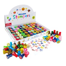 TINYMILLS 60 Pcs Holidays and Occasions Assorted Stampers for Kids 60 Different Stamper Designs Scrapbooking Craft Stampers Teacher Stampers