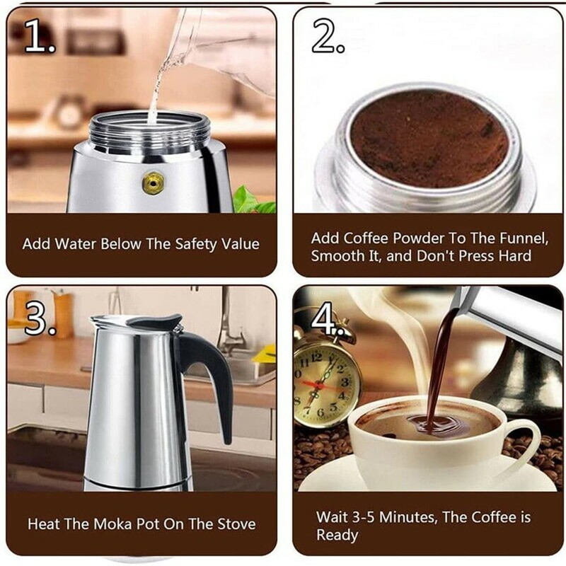 Jerliflyer Percolator coffee pot electric,stainless steel wide bottom moka espresso