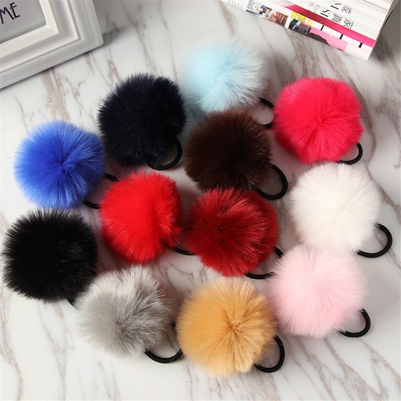 2pcs Pom Pom Elastic Hair Tiles/Ties - Flurry Ball Ponytail