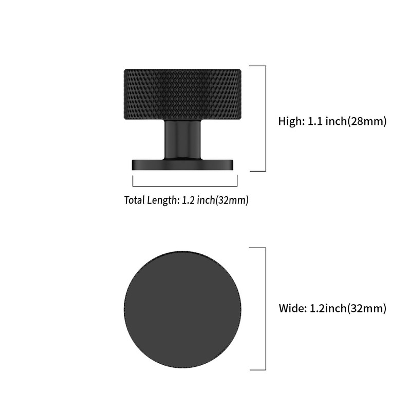Amerdeco 10 Pack Matte Black Cabinet Knobs Single Hole Cabinet