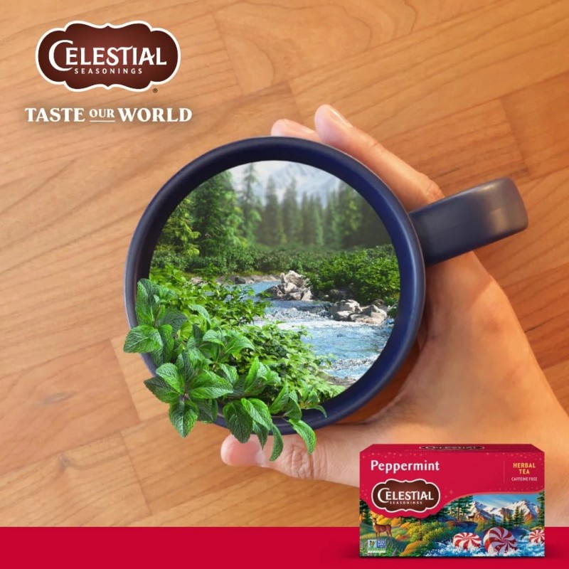 Celestial Seasonings 25 Count Pure Peppermint Tea Leaves Caffeine Free
