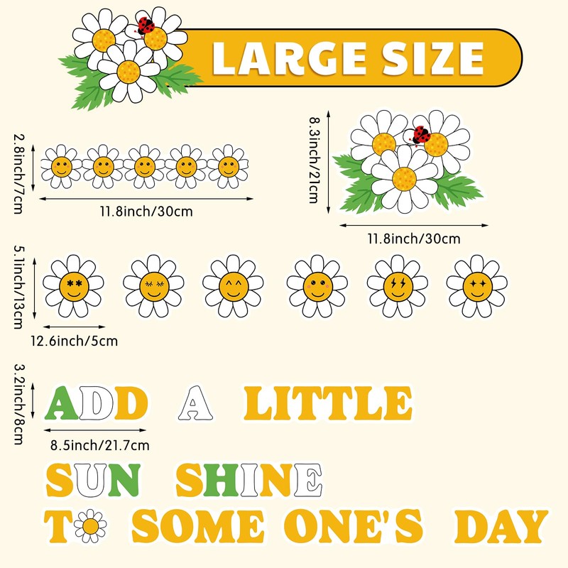 Mooliwe Daisy Flower Bulletin Board Decorations Set, Classroom Bulletin Board