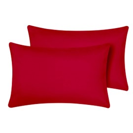 Oxford Homeware Red Pillow Cases 2 Pack Brushed Microfiber – Standard Pillowcases Fade Resistant Pillow Cover Envelope Closure Pillow Covers (50 x 75 cm)