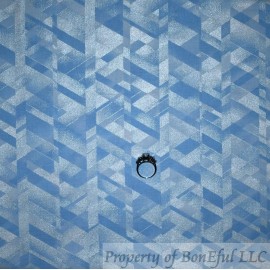 Signature BonEful Fabric FQ Cotton Quilt Blue White Tone Prism Silver Metallic Magic Print