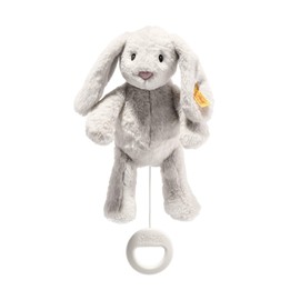 Steiff Hoppie Rabbit Stuffed Animal, Plush Baby Toy with Embroidered Eyes, Safety Tested for Ages 0+ (Gray, 8")