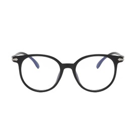 OWL Vintage Round Blue Light Blocking Reading Eyeglasses - Lightweight Frame, Anti Eyestrain UV Glare Filter Eyewear for Women Men - Ideal for Computer, Reading, Gaming, TV, Phones - Black (Matte)