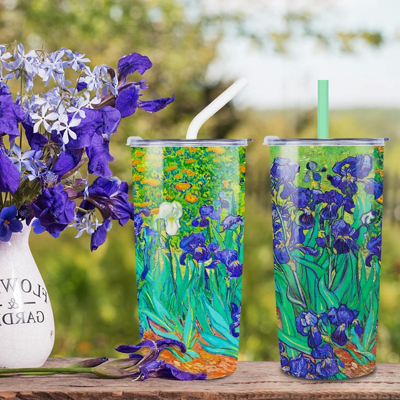 NymphFable 20oz Iris Flor Taza Termo Cafe para Llevar Taza