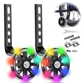 Stabilisers, Bicycle Stabilisers, Children's Bicycle Luminous, Auxiliary Wheels for Children with Adjustable Safety Stabilisers, for 12 14 16 18 20 Inch Single Speed Bike