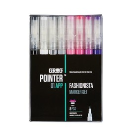 Grog Pointer 01 APP Marker Set 1mm Aqua Pro Water Based Acrylic Paint Art Graffiti Drawing Pen Round Fine Tip Multi Color Bundle (Fashionista)