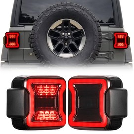 EOMD Smoke Lens LED Tail Lights Compatible with 2018-2025 Jeep Wrangler JL, Tailights w/Running Light, Brake Turn Signal Lamp and Reverse Lamps Function, Pair
