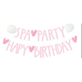 Maxqzin Spa Birthday Party Decorations Happy Birthday Banner DIY Backdrop Decor Birth Day Banner for Girls Spa Day Sleepovers Slumber Makeup Parties Girls Spa Party Supplies