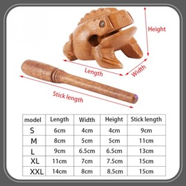 Wooden Frog, Feng Shui Lucky Frog Wood Frog Guiro Rasp Musical Instrument Tone Block Home Office Decor (M: 8CM)