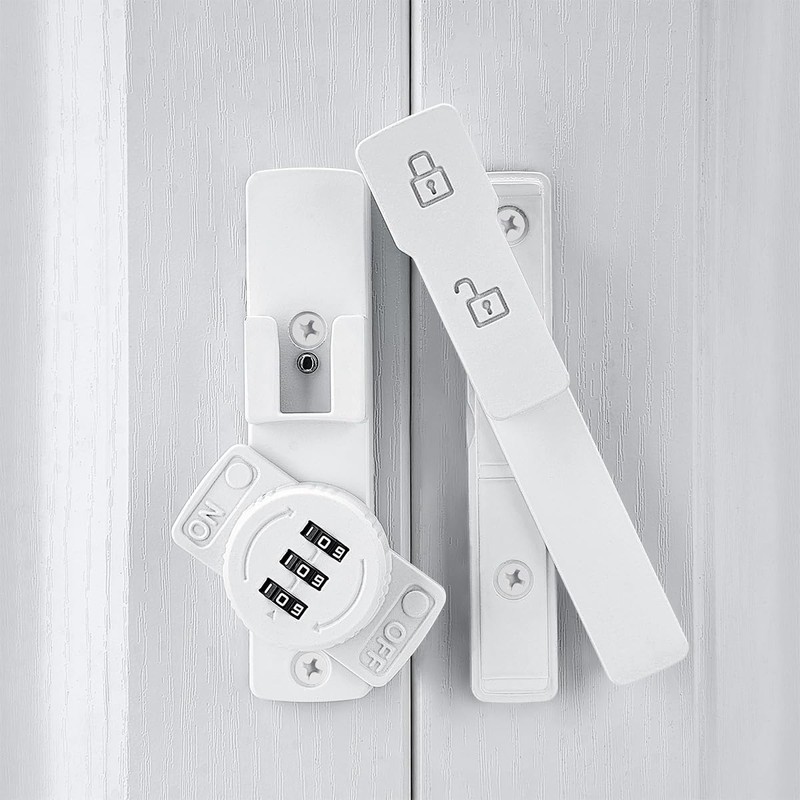 INIRET White 180 Degree Barn Door Lock,Mechanical Password Lock,Flip Latch