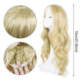 EUPSIIU Long Wavy Light Blonde Wig for Women Girls, 27 Inch Long Curly Full Hair Wavy Heat Resistant Wig Women's Cosplay Costume Charming Wig for Daily Carnival (Light Blonde)
