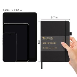 &And Per Se Graph Journal Notebook, 160 Pages, 5.7 x 8 inches College Ruled Thick Paper Notebook Journals for Writing, Grid Hardcover Notebook(1 Pack, black)