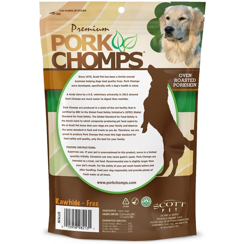 Pork Chomps Roasted Pork Skin Dog Chews, 5-inch Mini Twists,