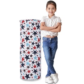 Stoinsto Stuffed Animal Storage Bean Bag Chair Cover Cylinder, No Filler, Large Size Toy Box Storage Organizer, YKK Zippers Soft Cotton Canvas, Playing Sitting Boxing Gaming, Best Gift for Kids