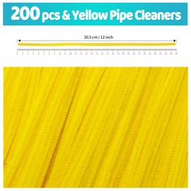 Iooleem 200pcs Yellow Pipe Cleaners, Chenille Stems, Pipe Cleaners for Crafts, Pipe Cleaner Crafts, Art and Craft Supplies.