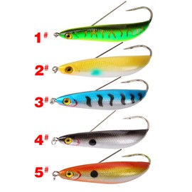 AMHDV Lures Fishing Spoon Weedless Minnow Hard Bait Rattling Saltwater Freshwater Baits (Pack of 5)
