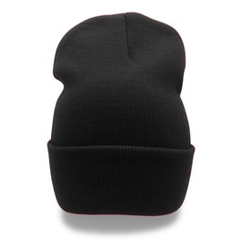 Beanie for Men Women Cuffed Long Beanie Hats Black