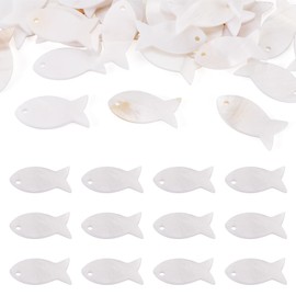 FASHEWELRY 30Pcs Freshwater Shell Fish Charms Natural Seashell Charms Sea Shell Pendants Mother of Pearls Summer Beach Ocean Charm for DIY Jewelry Making Necklace Bracelet Supplies
