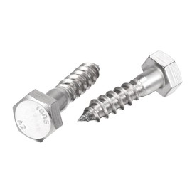 sourcing map Hex Lag Screws, M10 x 40mm 304 Stainless Steel Half Thread Self-Tapping Bolts for Wood Screw 10Pcs