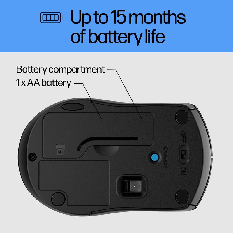 HP X3000 G2 Wireless Mouse - Ambidextrous 3-Button Control, &
