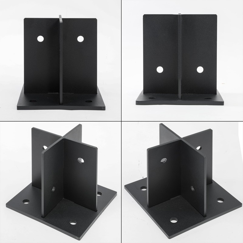 6x6 Concealed Post Base, 5/16" Thick Heavy-Duty Concealed Cross-Shape Wood